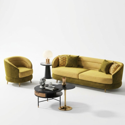 Relaxační designová pohovka Lounge Sofas Textilní pohovka 3místná sametová