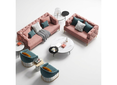 Tříkřeselná relaxační designová pohovka s loungovým textilním potahem.