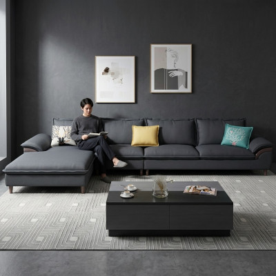 Textil Luxus rohová sedací souprava L-tvar Polstrování Moderní Relaxační Sedadlo Nábytek Obývací krajníček
