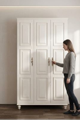 Kleiderschrank Landhaus Stil Möbel Klassischer Schrank Holz Schlafzimmer Weiß