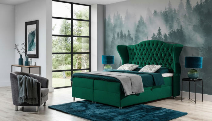 Chesterfield Boxspring Betten Hotel Bett Schlafzimmer Samt Velvet Luxus Möbel