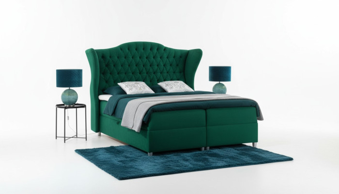Chesterfield Boxspring Betten Hotel Bett Schlafzimmer Samt Velvet Luxus Möbel