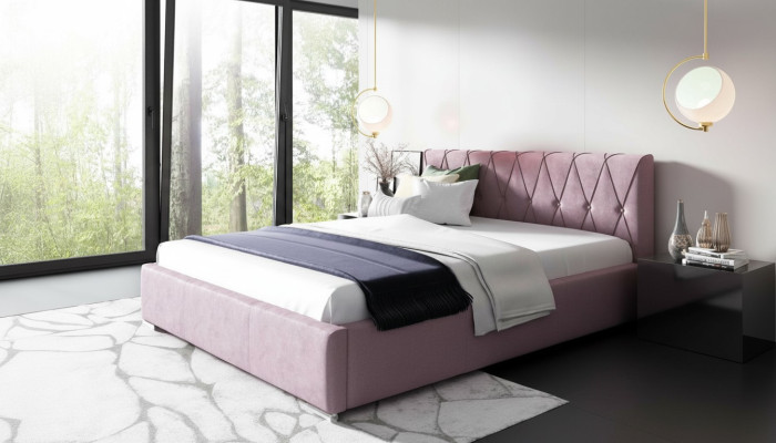 Bett Bettrahmen Polsterbett Betten Doppel Hotel 180x200 Schlafzimmer Rosa Möbel