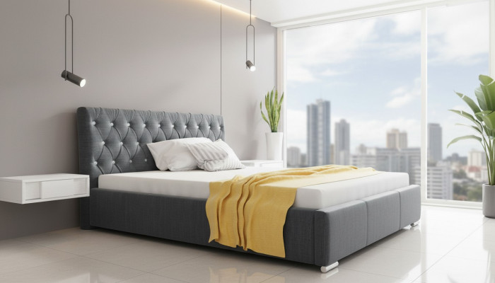 Bettrahmen Bett Doppelbett Ehebett Bettgestell Polsterbett Betten 200x200 Grau