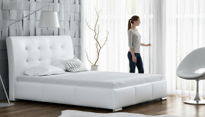 Ehebett Bettrahmen Betten Polsterbett Doppelbett Weiß Polyester Zeitgenössisch