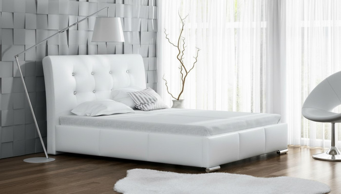 Ehebett Bettrahmen Betten Polsterbett Doppelbett Weiß Polyester Zeitgenössisch