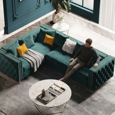 Ecksofa L-form Eck Polstersofa Couch Sofas Stoff Chesterfield Möbel