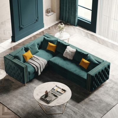 Ecksofa L-form Eck Polstersofa Couch Sofas Stoff Chesterfield Möbel