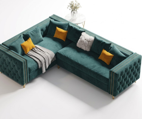 Ecksofa L-form Eck Polstersofa Couch Sofas Stoff Chesterfield Möbel