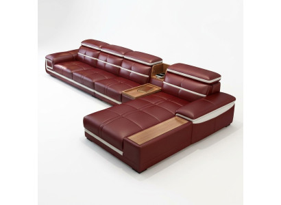 Luxus Ecksofa L-form Kunstleder Eck Polstersofa Sitz Design Couch Sofas Rot Neu