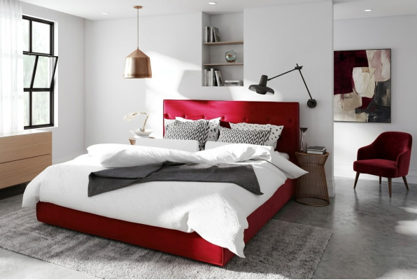 Bett Design Doppel Bettfunktion Hotel Textil Schlafzimmer Betten Bettrahmen Rot