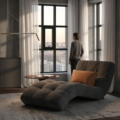 Chaiselounge Chesterfield Liege design Club Chaise Polster Stoff Couch Sofa neu