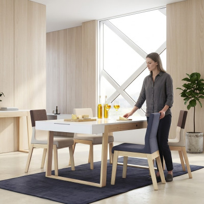 Set 4x Stühle Sessel Esszimmerstuhl Esszimmer Stühl Stoff Stuhl Holz Luxus Sitz