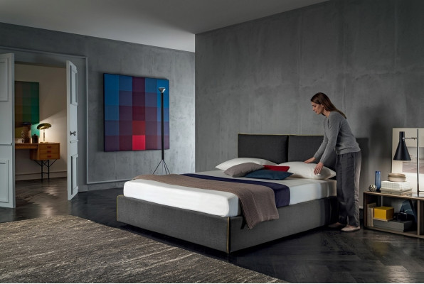 Luxus vycpávka sedací látková designová postel ložnice postele 180x200 cm textil hotel