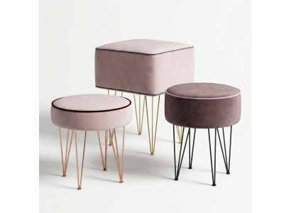 Sedadlo Hocker Ottomane Relax Pouf Nohová opěrka Kulatý Hocker Polstrovaný Hocker Nový