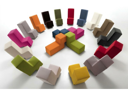 Hocker Ottoman Chaise Lounge Sitzbank Wohnzimmer Möbel gepolstert Fuß Italien