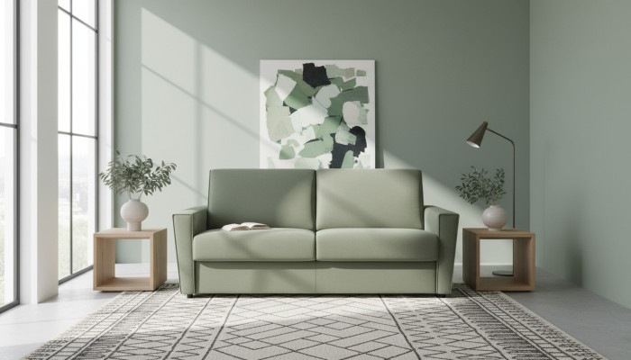 Nábytek obývacího pokoje Design Zelená Textilie Alfitalia Moderní Design Luxusní Pohovka 2místná