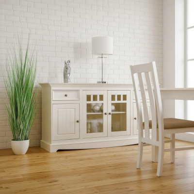 klassische Kommode Landhaus Sideboard Weiß Buffet Schrank Wohnzimmer