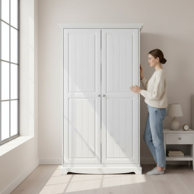Landhaus Garderobe Schrank Mehrzweck Kleiderschrank Holz Schränke weiß