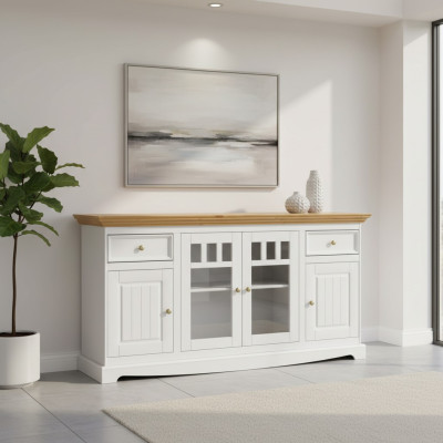 Vitrinenschrank Küchenbüfett Landhaus Regal Anrichte Schrank Buffet Vitrine neu