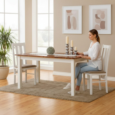 Landhaus Holztisch Esstisch Tisch Holz Tische 150/197cm Ess Zimmer Ausziehbar