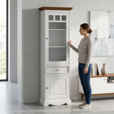 Schrank Kommode Vitrine Kolonial Stil Möbel Sideboard Anrichte Vitrine Holz Neu