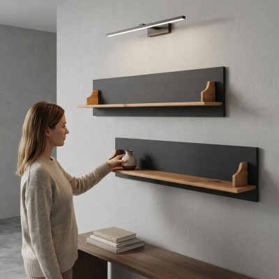 Knihovna Regál na zeď Dřevěný Pověsný Regál Stojící Regál Skutečné dřevo Police 120*15*25cm