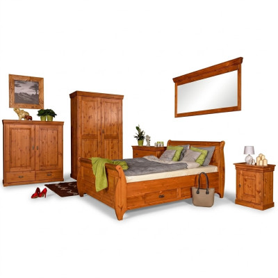 Schlafzimmer Set Komplett Design Bett Klassisch Möbel 5tlg Nachttisch Landhaus