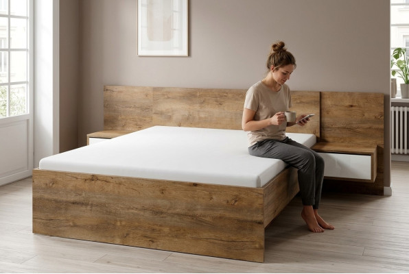 Ložnice Moderní Dřevěný Nábytek Nová Manželská Postel Potah Design Luxus Dvoulůžkové Hotelové Postele