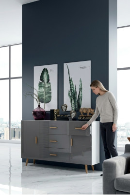 Komody skříň obývacího pokoje 140 cm XL Nízké skříně Moderní dřevěná komoda Sideboard