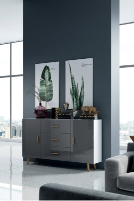 Komody skříň obývacího pokoje 140 cm XL Nízké skříně Moderní dřevěná komoda Sideboard