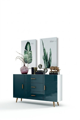 Komody skříň obývacího pokoje 140 cm XL Nízké skříně Moderní dřevěná komoda Sideboard