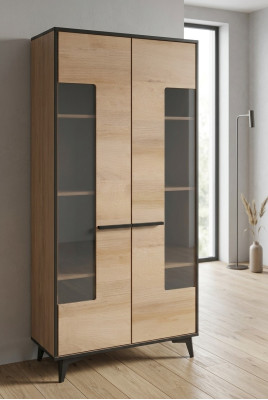 Vitrína Skříň Glass Designer Skříň Dřevo Nové komody Vitrína Komody
