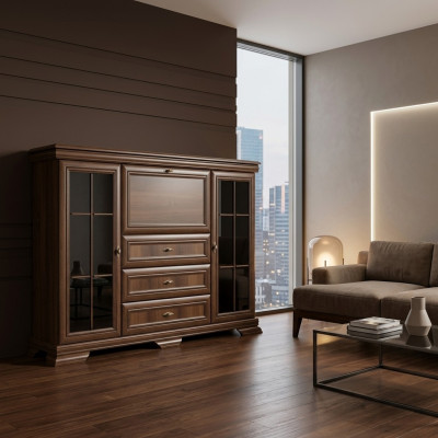 Wohnzimmerschrank 158cm XXL Low Boards Anrichte Holz Kommode Sideboard Kommoden