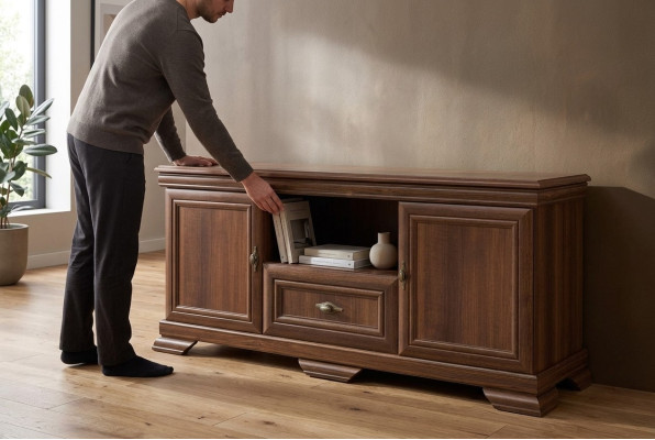 Klasická dřevěná komoda sideboard komody nízké skříňky nový židle