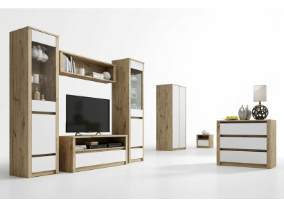 Design Wohnzimmer Set Vitrine 2x Kommode Wohnwand Wandregal Regal Schränke 4tlg.