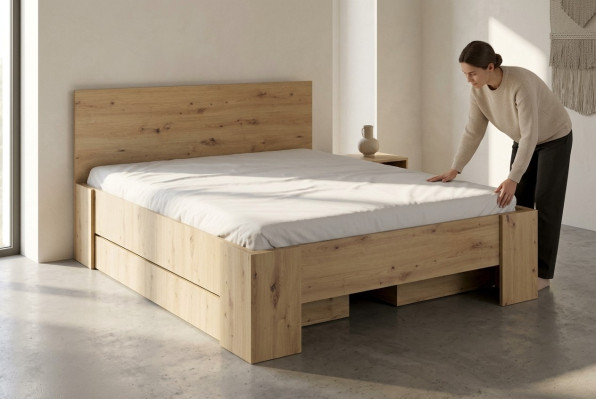 Luxus nábytek Design Dvojité hotelové dřevěné skříně postele postele Rámování Nový