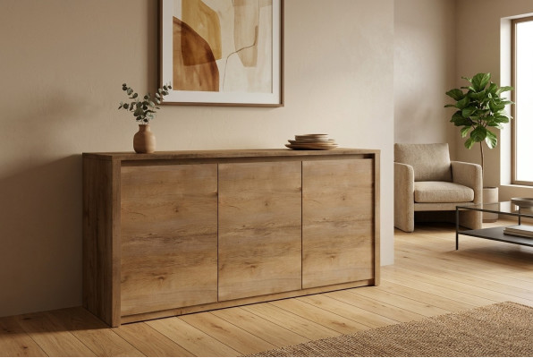Moderní komoda ze dřeva Sideboard Kommoden skříň na obývací pokoj 130 cm XL Low Boards.