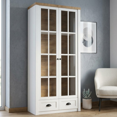 Klassisch Glas Bar Holz Schrank Glasschrank Vitrine Vitrinenschrank Wohnzimmer