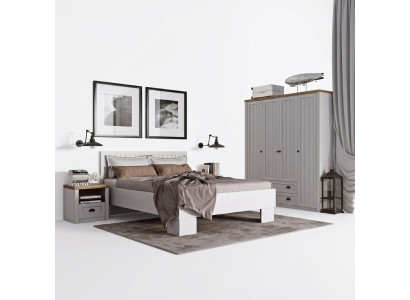 Bett Nachttisch Kleiderschrank 4tlg Schlafzimmer Set Design Artdeco Landhaus