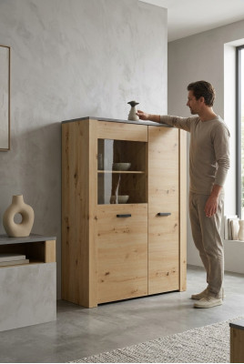 Vitrine Design Wohnzimmer Schrank Bar Anrichte Landhaus Vitrinen Holz Schränke