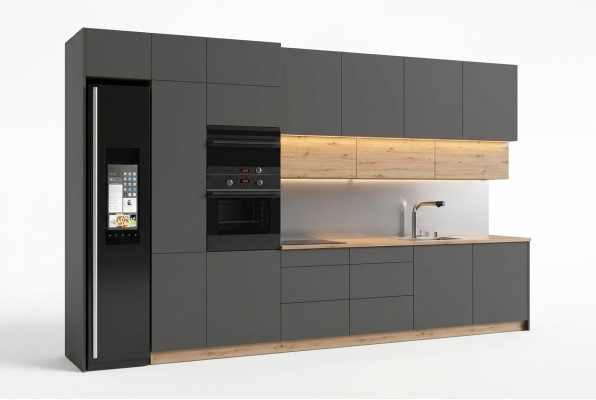 Moderne Küche Zeile Küchen Schrank Design Möbel Maßfertigung Küchenzeile Grau
