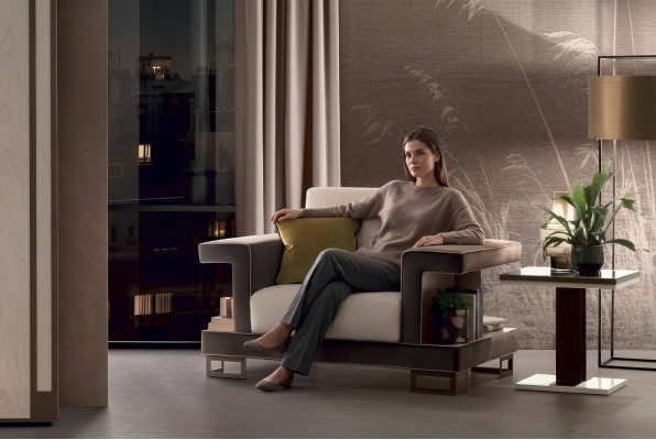 Křeslo Design židle čalounění Club Relax Nový Textilní Látka Lounge Televize 1 Místný