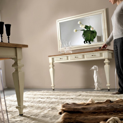Design konzolový stůl se zrcadlem na líčení a kosmetiku, komoda a toaletní stůl 2 kusy.