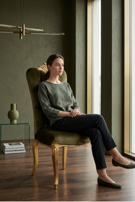 Designer Lehn Sedací křeslo luxusní jídelna 1x židle židle čalounění textil Moderní