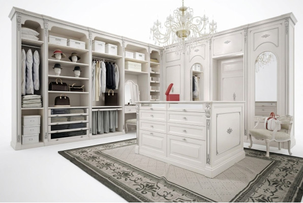 Begehbarer Kleider Schrank Luxus Klassische Garderobe Umkleide Maßanfertigung