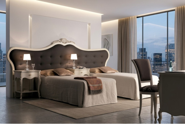 Hotelové zařízení 2x postele + noční stolek Design Moderní luxusní nábytek 3dílná sada.
