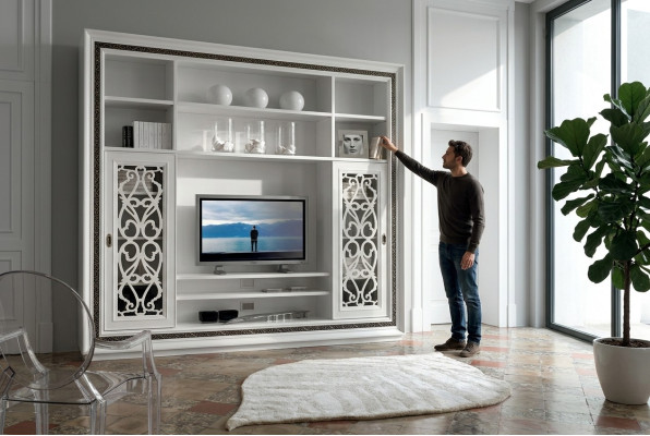 Schrank Vitrine Holz Wohnzimmer Möbel TV Schrankwände Moderne Design Wohnwand