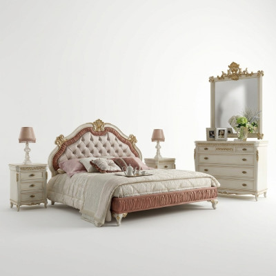 Postel Chesterfield s matrací Dvoulůžko 180x200cm Dřevěná hotelová postel Ložnice