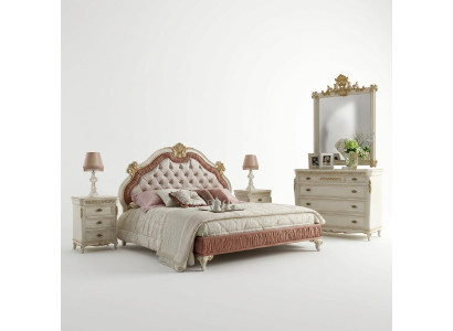 Postel Chesterfield s matrací Dvoulůžko 180x200cm Dřevěná hotelová postel Ložnice